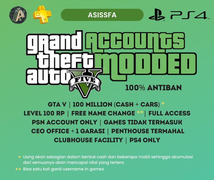 Gambar [ PS4 ] Grand Theft Auto / GTA V / GTA 5 - Full Modded PSN - AntiBan - 100M + LVL100 dari And So I Sell Stuff from Afar undefined Tokopedia