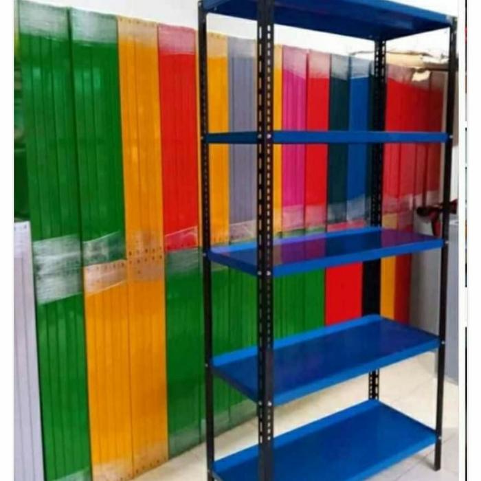 Gambar rak besi 5 susun - Biru dari Rak besi siku mitra undefined Tokopedia