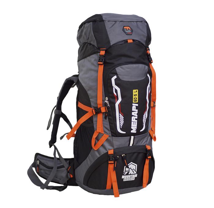 Gambar tas gunung outdoor carrier carier adventure gear merapi 60 up 70 liter - hitam abu, TAS+COVER dari ZARVENTURE undefined Tokopedia