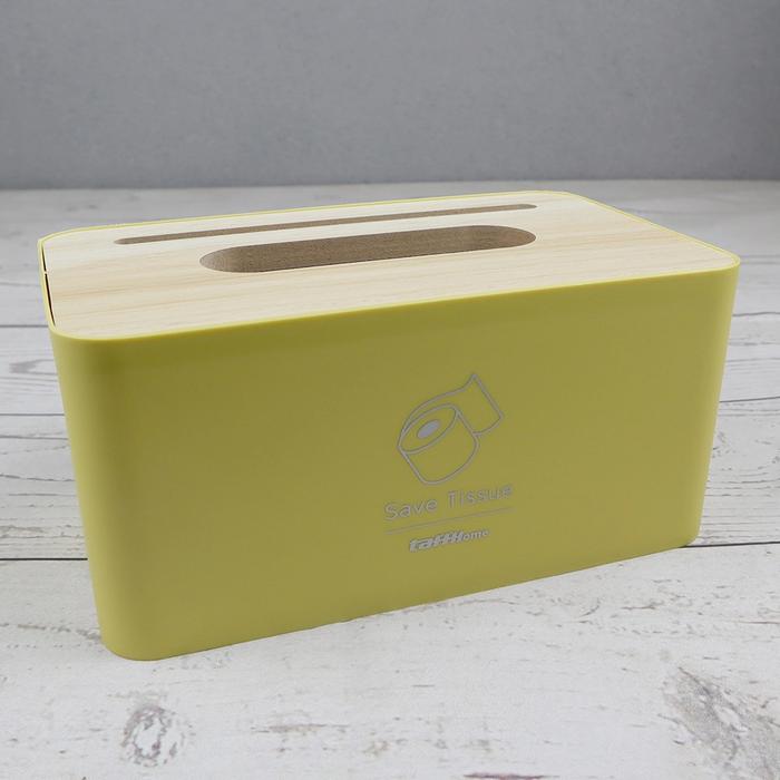 Gambar Kotak Tisu Kayu Tissue Box dengan Holder Smartphone - Kuning dari TECH MALLsurabaya undefined Tokopedia