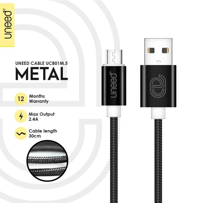 Gambar UNEED Metal Kabel Data Micro USB 30cm Max Current 2.4A - UCB01M.5 - Hitam dari specialdealshop undefined Tokopedia