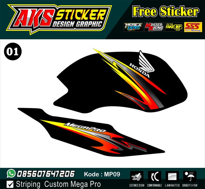 Gambar Striping Variasi Megapro Primus Custom HOLOGRAM Murah Kode MP09 - Merah, ORAJET BIASA dari Akas Sticker undefined Tokopedia