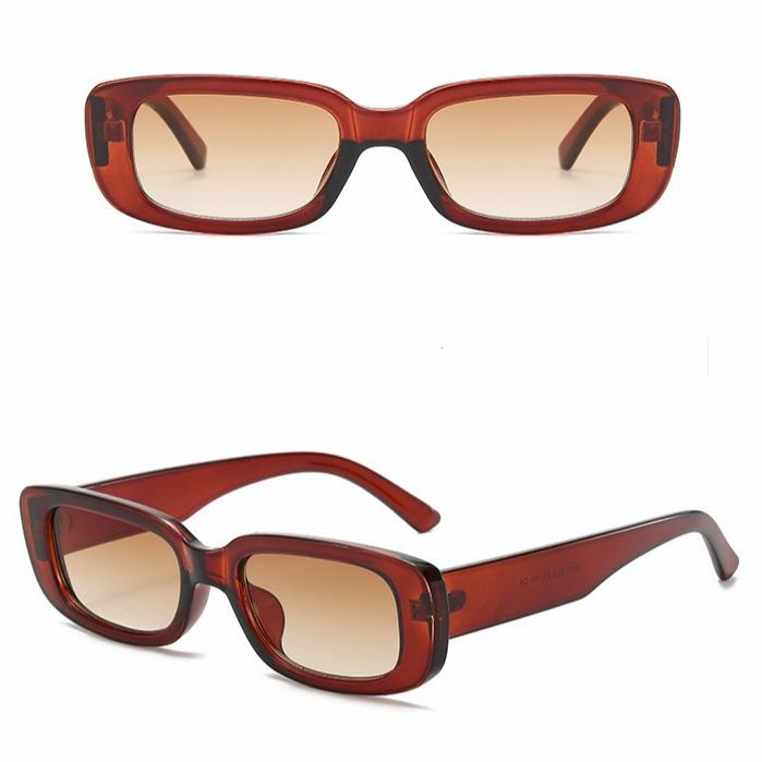 Gambar Kacamata Fashion Persegi Panjang Sunglasses Anti UV Pria Wanita - Coklat Tea dari seventeen glasses undefined Tokopedia