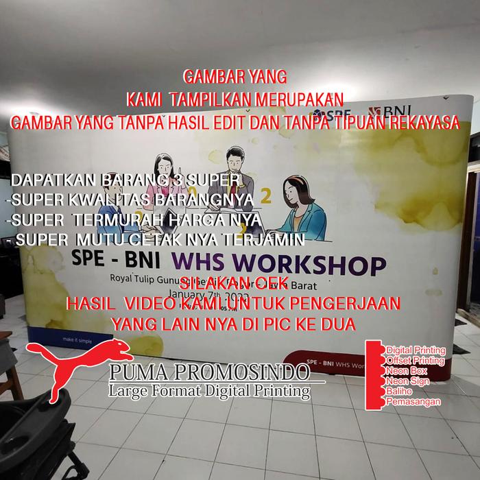 Gambar Backwall Backdrop pameran pop up booth 3x5 lurus straight Inc Printing dari Pumapromosindo undefined Tokopedia