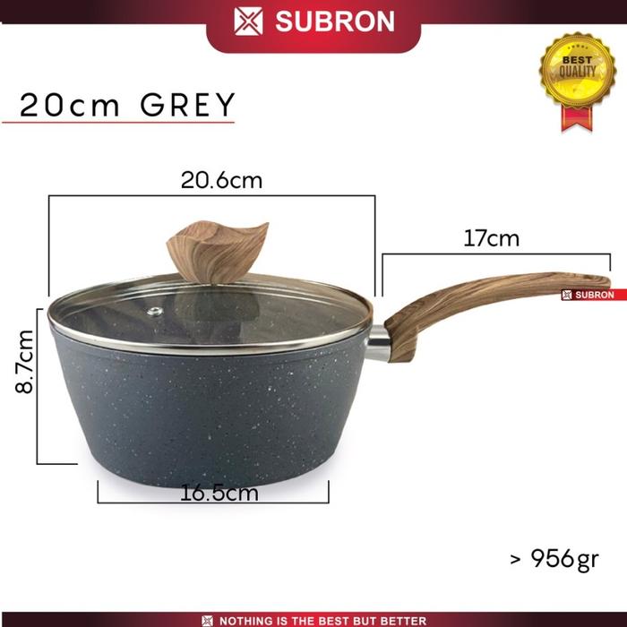 Gambar Panci Susu Subron MilkPot Panci 18cm 20cm Teflon NonStick Anti Lengket - 20 CM Grey dari perabot-dapur undefined Tokopedia