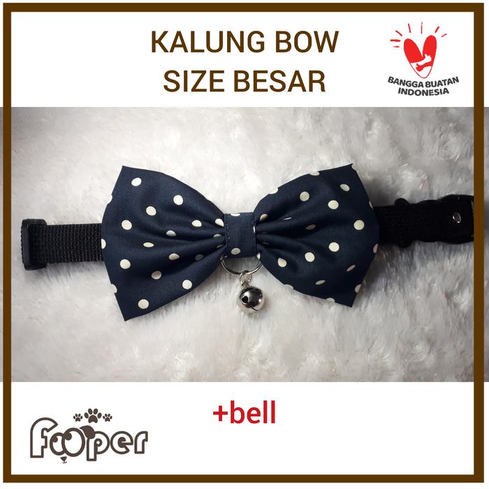 Gambar Kalung Anjing Pita Dasi Bow Tie Collar Navy and Broken White Polkadot - M, With Bell dari Fooper Kota Administrasi Jakarta Barat Tokopedia