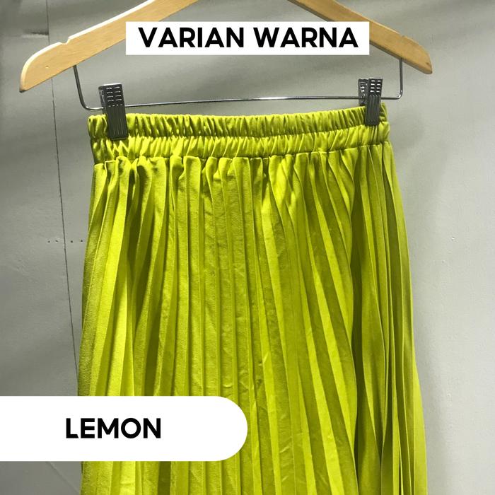 Gambar Rok plisket jumbo / rok panjang payung pakaian muslimah warna terang - LEMON dari BOSSQUEEN undefined Tokopedia