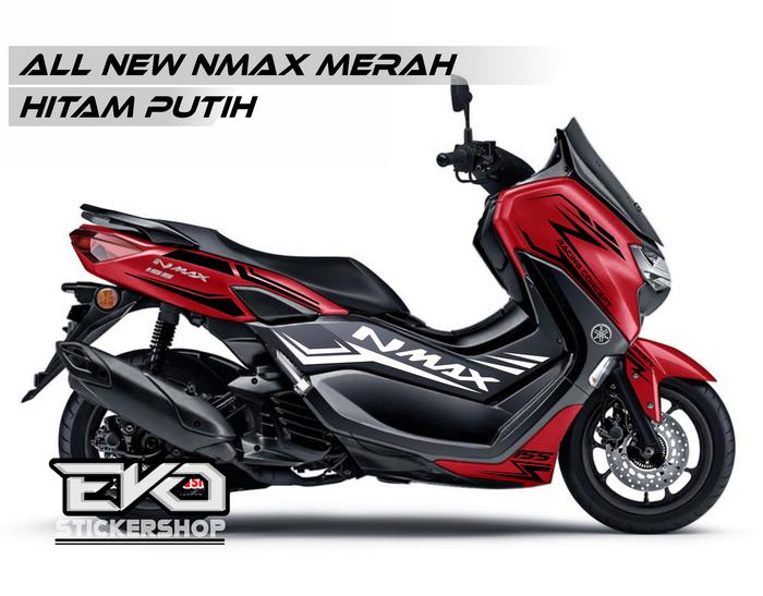 Gambar STIKER ALL NEW NMAX MERAH CUTTING STICKER RACING - Hitam Putih dari Evostickershop undefined Tokopedia