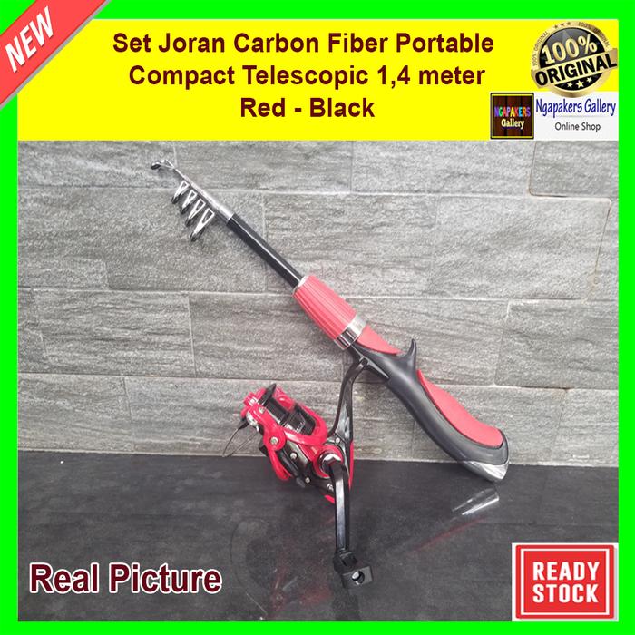 Gambar Set Joran Pancing Carbon Fiber Compact Portable Telescopic 1.5 Meter - Black/Red 1,4m dari Ngapakers Gallery undefined Tokopedia