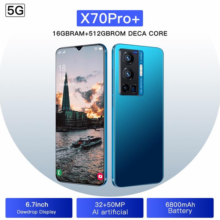 Gambar Handphone X70 Pro+ 6.7inch 5G - Biru dari Vimey Shop_NEW undefined Tokopedia