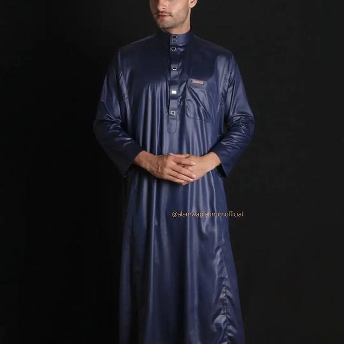 Gambar jubah saudi lengan panjang non manset al amwa platinum series - navy, M dari Nabihan store moeslim undefined Tokopedia