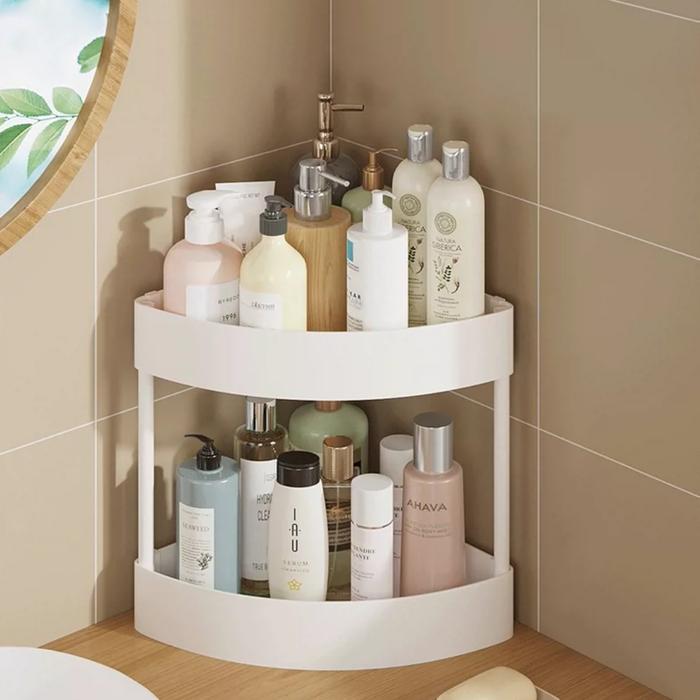 Gambar Rak dapur triangle rak kosmetik rak susun serbaguna rak mandi portable - 2LAYER PUTIH-00 dari SHOP AYU undefined Tokopedia