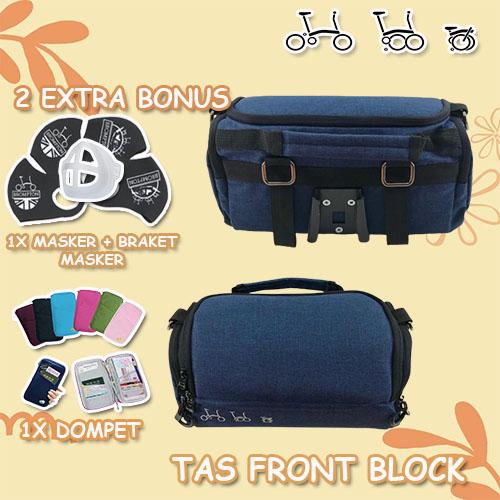 Gambar Tas Front Block Sepeda Lipat Seli Brompton, Dahon , Trifold , Tern - Biru dari allmurahstore undefined Tokopedia