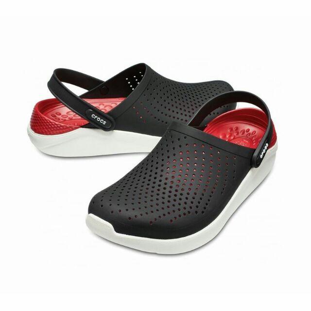 Crocs LiteRide Clog Sandal Crocs Crocs Pria Sandal Pria Clog  Hitam/Red, M11 (44-45)