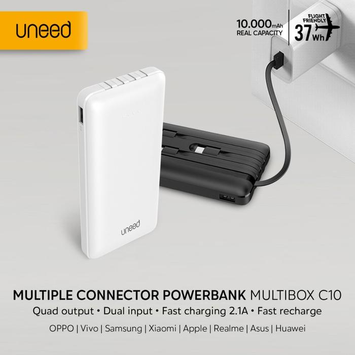 Gambar UNEED Powerbank 10000mAh Built in Cable Fast Charging 2.1A - UPB232 - Putih dari specialdealshop undefined Tokopedia