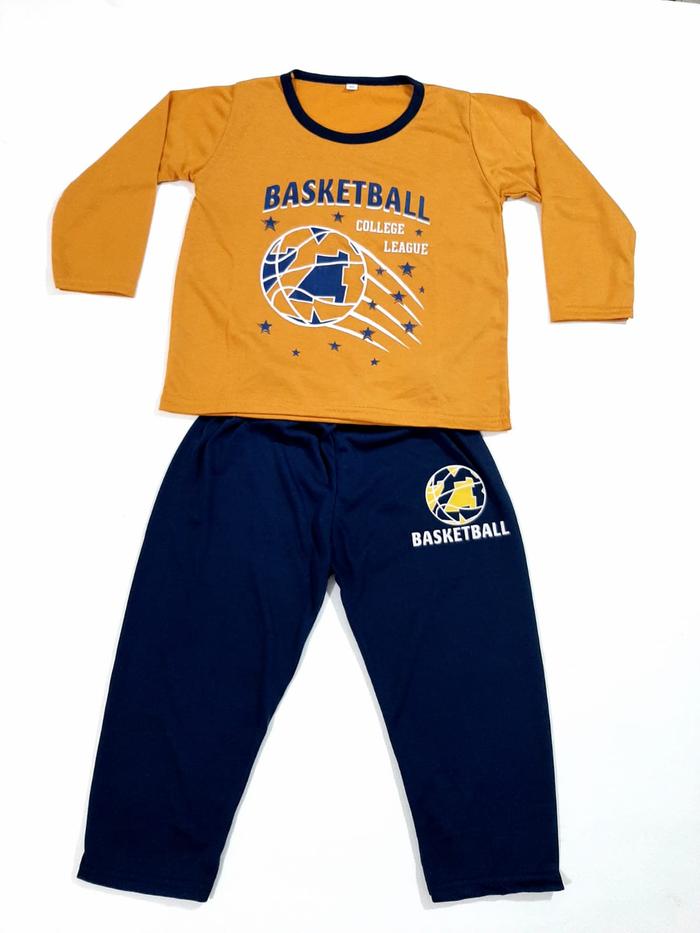 Gambar setelan celana lengan panjang PP baju anak laki laki gambar basket bal - -basket-kuning, 1 thun-S dari LINGLANG FASHION undefined Tokopedia