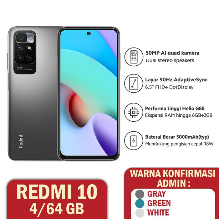Gambar Xiaomi Redmi 10 4/64 GB | Redmi 10 6/128 GB Garansi resmi TAM 1 Tahun - Redmi 10 4/64 dari Mega Android undefined Tokopedia