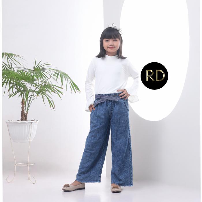 Gambar celana kulot anak jeans rawis umur 9 sampe 14 tahun - snow biru, M dari MRR FASHION undefined Tokopedia
