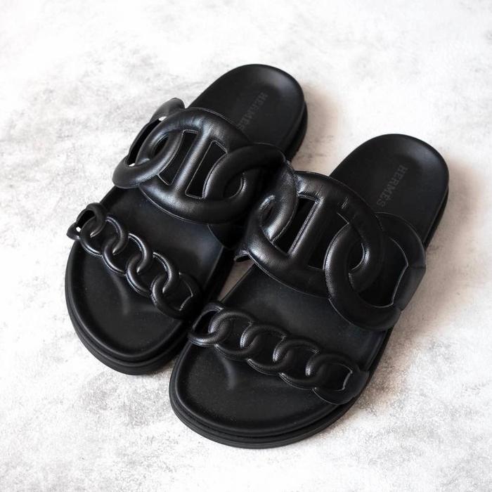 Gambar Hermes Sandal Slide Women Extra - Black dari Luxential undefined 5 Tokopedia