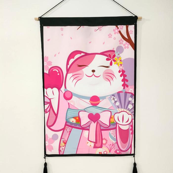 Gambar spanduk lucky cat / tirai gantungan lucky cat / hiasan dinding lucky - cat i dari miracle3 undefined Tokopedia