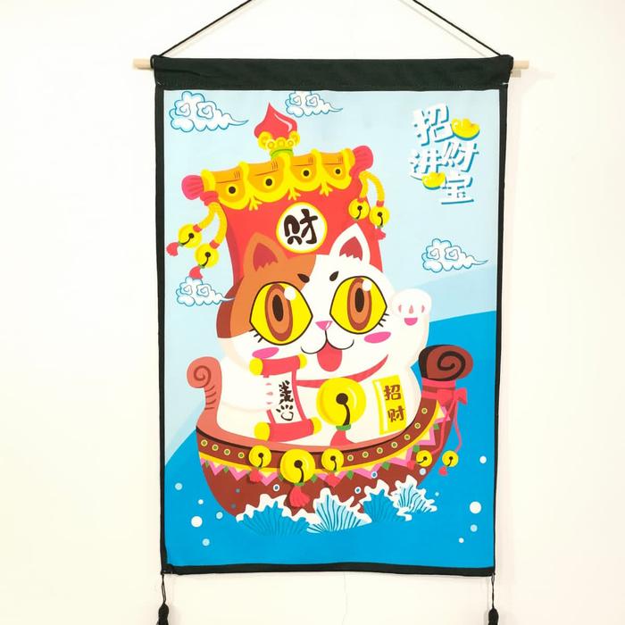 Gambar spanduk lucky cat / tirai gantungan lucky cat / hiasan dinding lucky - cat J dari miracle3 undefined Tokopedia