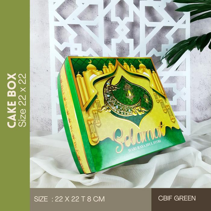 Gambar Cake Box Lebaran 22 x 22 Hampers Kotak Packaging Idul Fitri - GREEN dari Favory Shop undefined Tokopedia