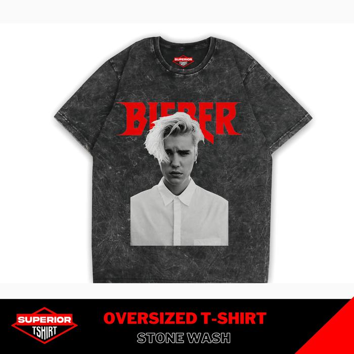 Gambar KAOS BAND JUSTIN BIEBER / KAOS OVERSIZE STONEWASH / SANDWASH / JB-1 - L dari Superior Supply_NEW undefined Tokopedia