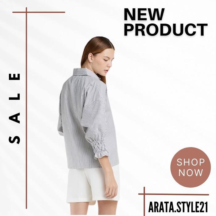 Gambar BAJU ATASAN KEMEJA WANITA FASHION CEWEK LENGAN KARET SMOKE BERMOTIF - Hitam dari ARATA_STYLE21 undefined Tokopedia