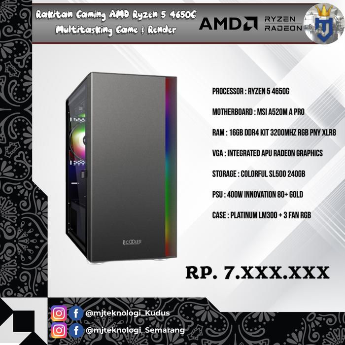 With Radeon Vega Cpu Amd Ryzen 4650g Jual PC Untuk Gaming Dan
