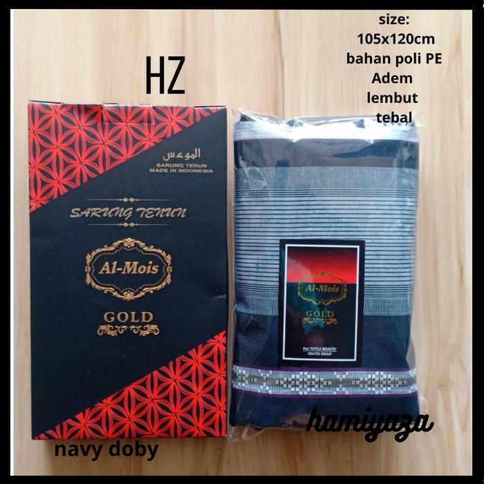 Gambar sarung tenun motif dobby - navy abu doby dari hamiyaza undefined Tokopedia