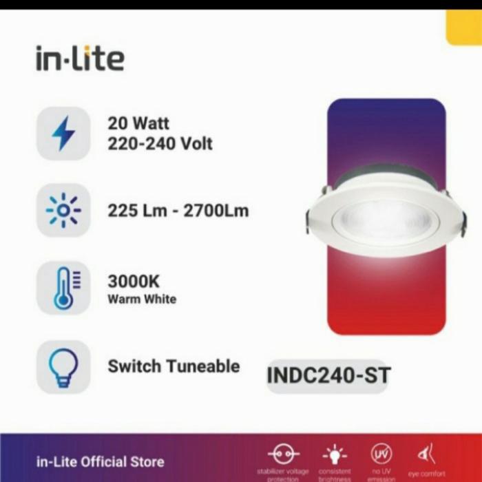Gambar Mini Downlight INLITE INDC240S Lampu Plafon Tanam 3W/7W/11W/20W - 20WATT - WW dari Jupaja999 undefined Tokopedia