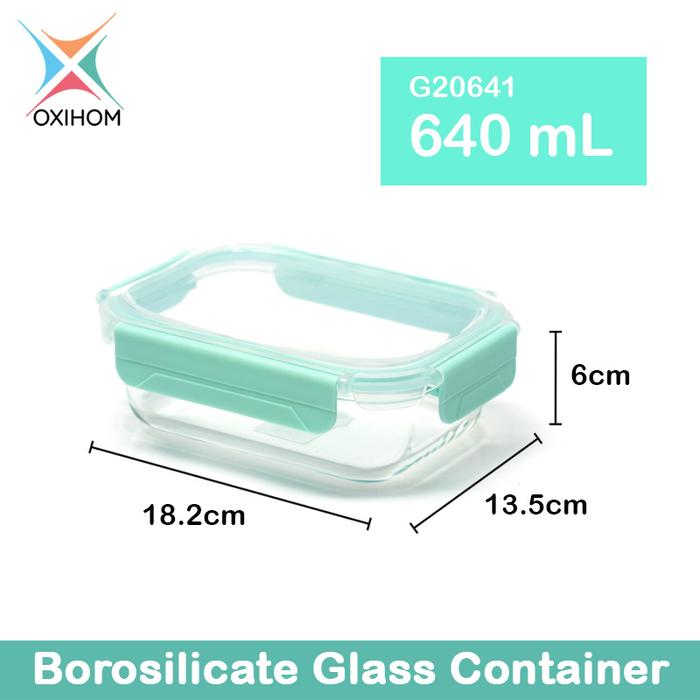 Gambar Oxihom Kotak Tempat Makan Kaca Glass Food Container Kedap Udara G2 Karet - G20641 640mL, Biru dari Oxihom undefined Tokopedia