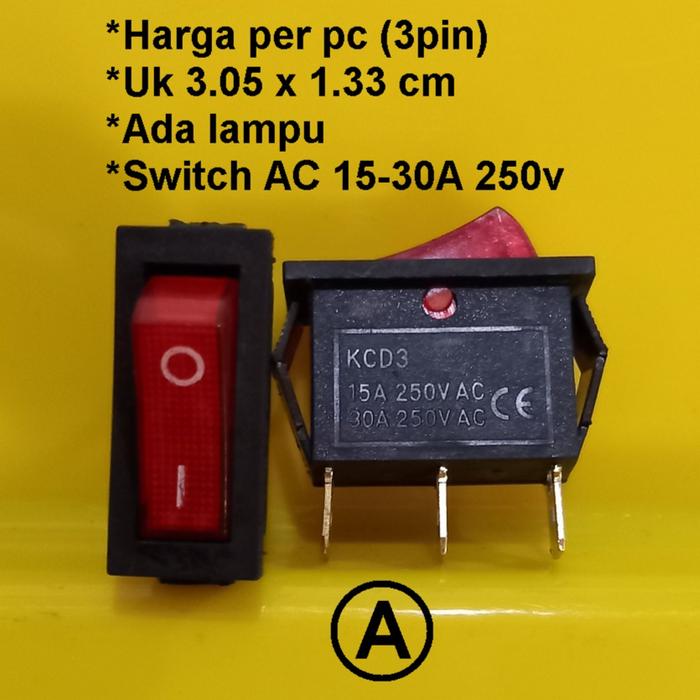 Gambar Saklar Manual ON OFF 3kaki Switch Push Button uk kotak persegi panjang - Tipe A dari JJ Makmur Electronic undefined Tokopedia