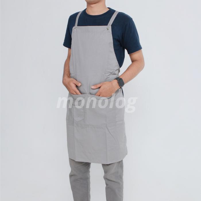 Gambar MONOLOG Premium Coffee Apron Drill Celemek Barista Unisex Bartender - abu muda dari Monolog Production undefined Tokopedia