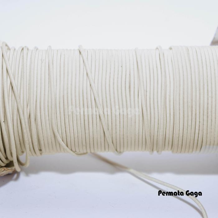 Gambar Tali string Karet elastis bulat 2mm meteran - Offwhite dari PERMATA GAGA undefined Tokopedia