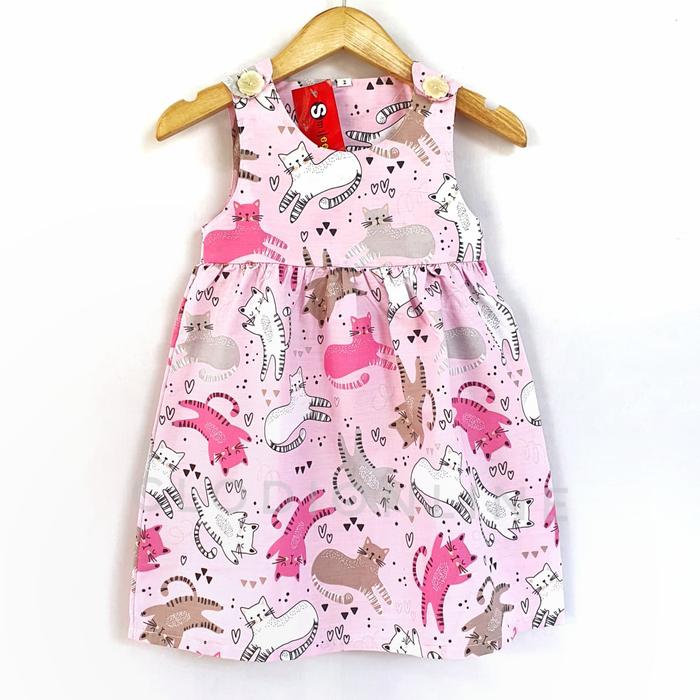 Gambar baju dress anak 1 2 3 tahun dress katun jepang anak perempuan 11 - Pink CuteCat, size4 3thn dari CLODI ONLINE undefined Tokopedia