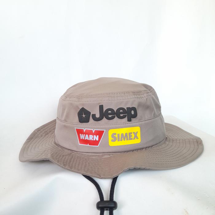 Gambar AZetc - Topi Rimba Anti Air Jeep Stars Cherokee WARN SIMEX 4X4 Offroad - Krem dari AZetc undefined Tokopedia