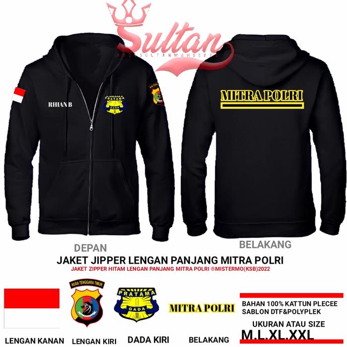 Gambar JAKET ZIPPER MITRA POLRI//SWITER ZIPPER SATPAM MITRA POLRI. - Hitam, XXL dari Kaos Sultan Mah Bebas undefined Tokopedia