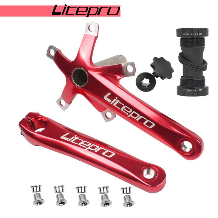 Gambar Litepro Hollow Crankset with BB Folding Bike BCD 130 - Crank Seli - Merah dari vesantra undefined Tokopedia