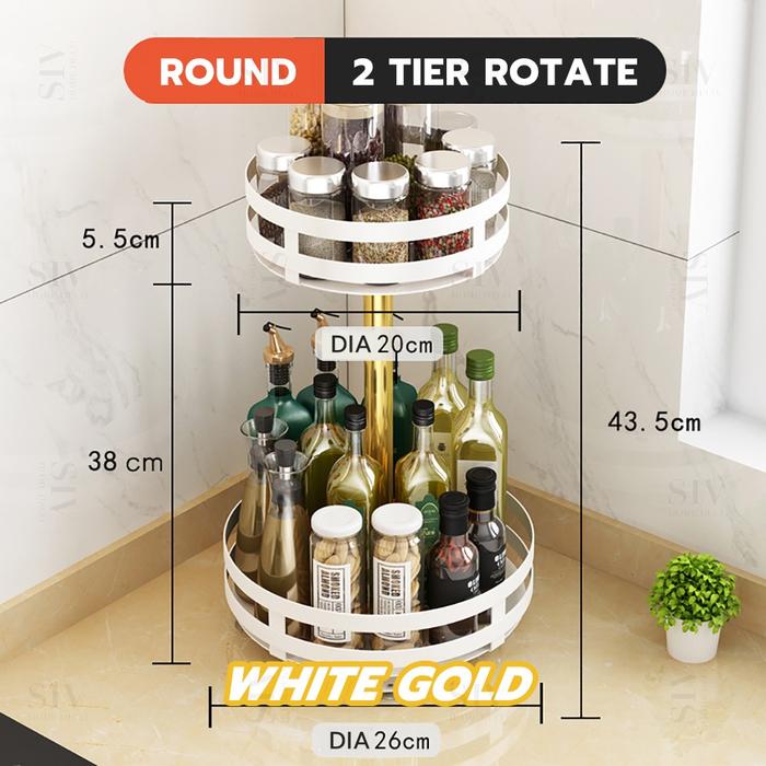 Gambar Rak Bumbu Putar 360 Stainless Steel Serbaguna Rak Dapur Minimalis - Bulat putih 2 dari My Jeck Store undefined Tokopedia