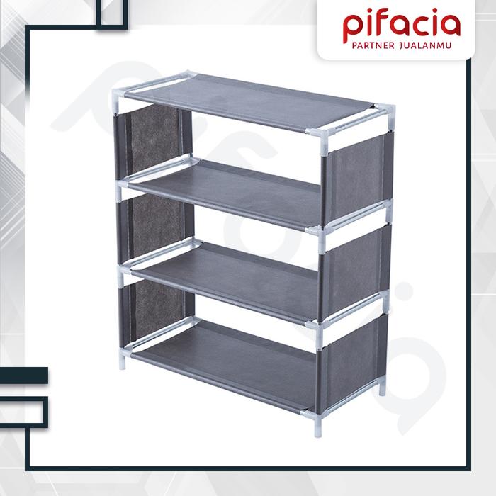 Gambar Rak Sepatu 4 Susun Motif Multifungsi - ABU, NO BUBBLE dari Pifacia undefined Tokopedia
