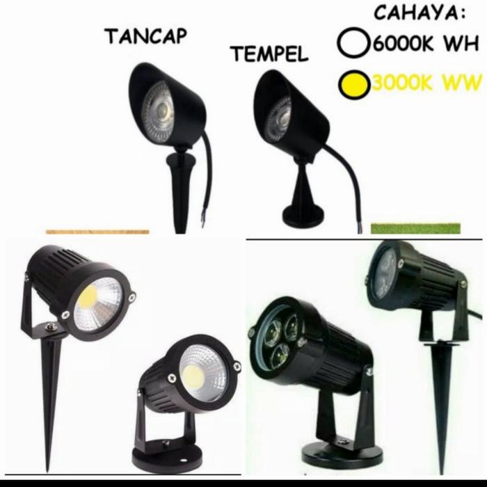 Gambar lampu tembak 3w 5w 7w garden lamp outdoor sorot lukisan tempel tancap - Tancap putih, 5 WATT dari Deltaled undefined Tokopedia