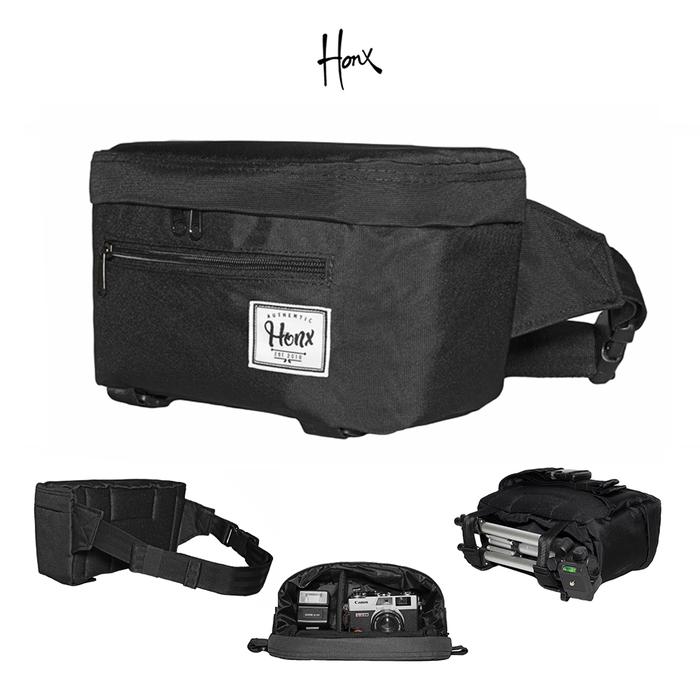 Gambar HONX 010 Medium - tas kamera waist bag / sling bag mirrorless dslr hp - 010 M BLACK dari Honx Store undefined Tokopedia