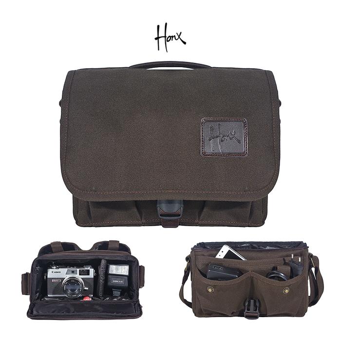 Gambar HONX 001 - Tas kamera selempang kecil / sling bag mini mirrorless dslr - BROWN-BROWN dari Honx Store undefined Tokopedia