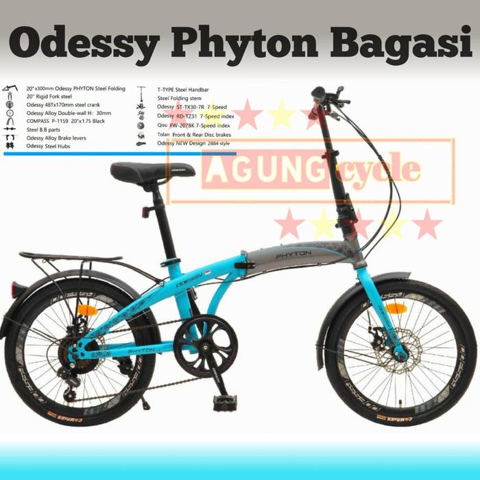Gambar SEPEDA LIPAT FOLDING BIKE ODESSY LP 20" 2036 PHYTON 7 SPEED GRAB/GOJEK - Grey Tosca, Tanpa bagasi dari agungcycle undefined Tokopedia