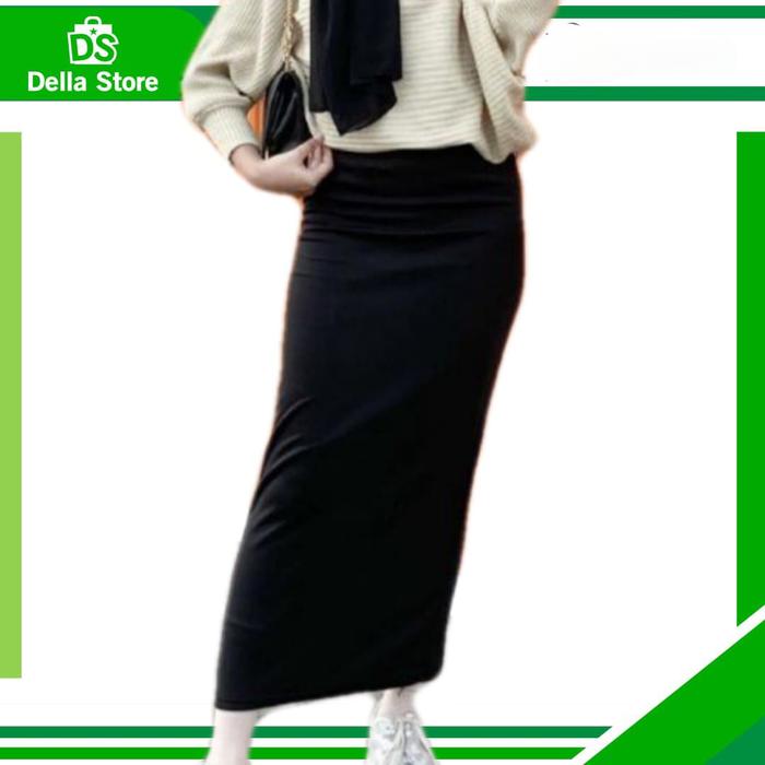 Gambar rok span tanpa belahan - Hitam, M dari toko della store undefined Tokopedia