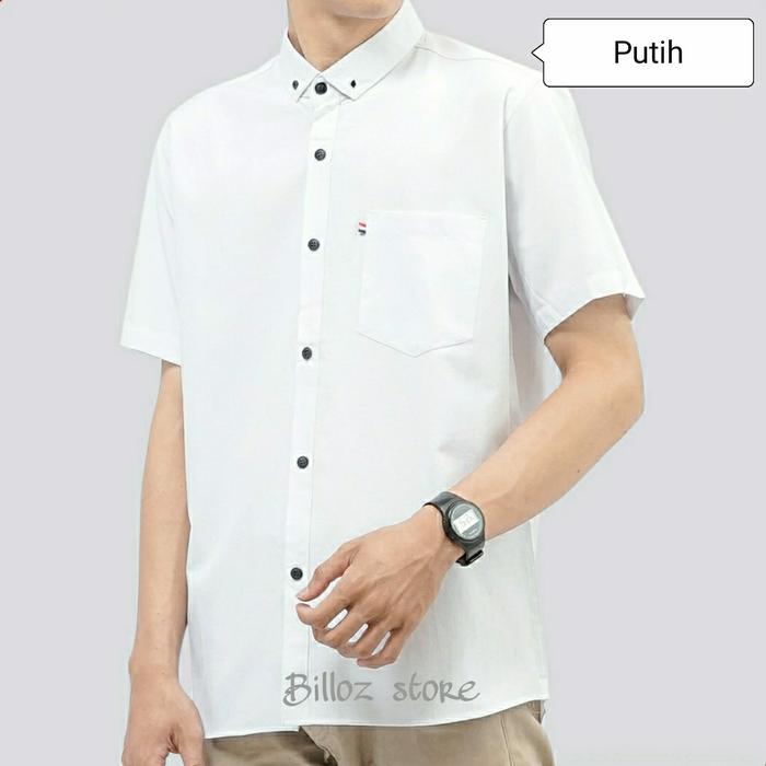 Gambar Kemeja Dark Grey / Abu Tua Pria Lengan Pendek Baju Kemeja Cowok Kerja - Putih, XL dari billoz_store undefined Tokopedia