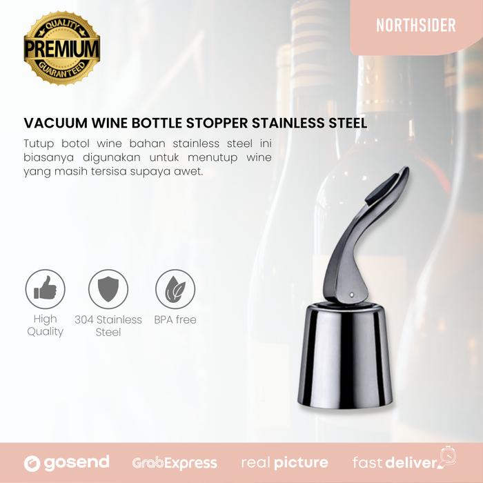 Gambar Tutup botol wine | vacuum wine bottle stopper stainless steel - Black dari Northsider Coffee Shop undefined Tokopedia