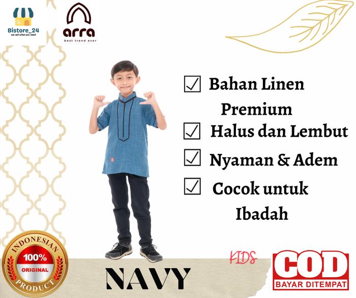 Gambar Baju Koko Muslim Anak Laki Laki Rasyid Lengan Pendek Kurta By Arra - Biru, XXL dari BISTORE_24 undefined Tokopedia