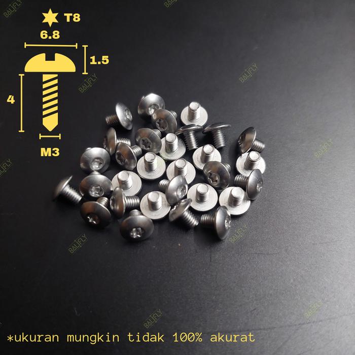 Gambar Baut Torx M3x4mm Half Round Stainless Steel - Pivot - Putih dari BaliFly undefined Tokopedia